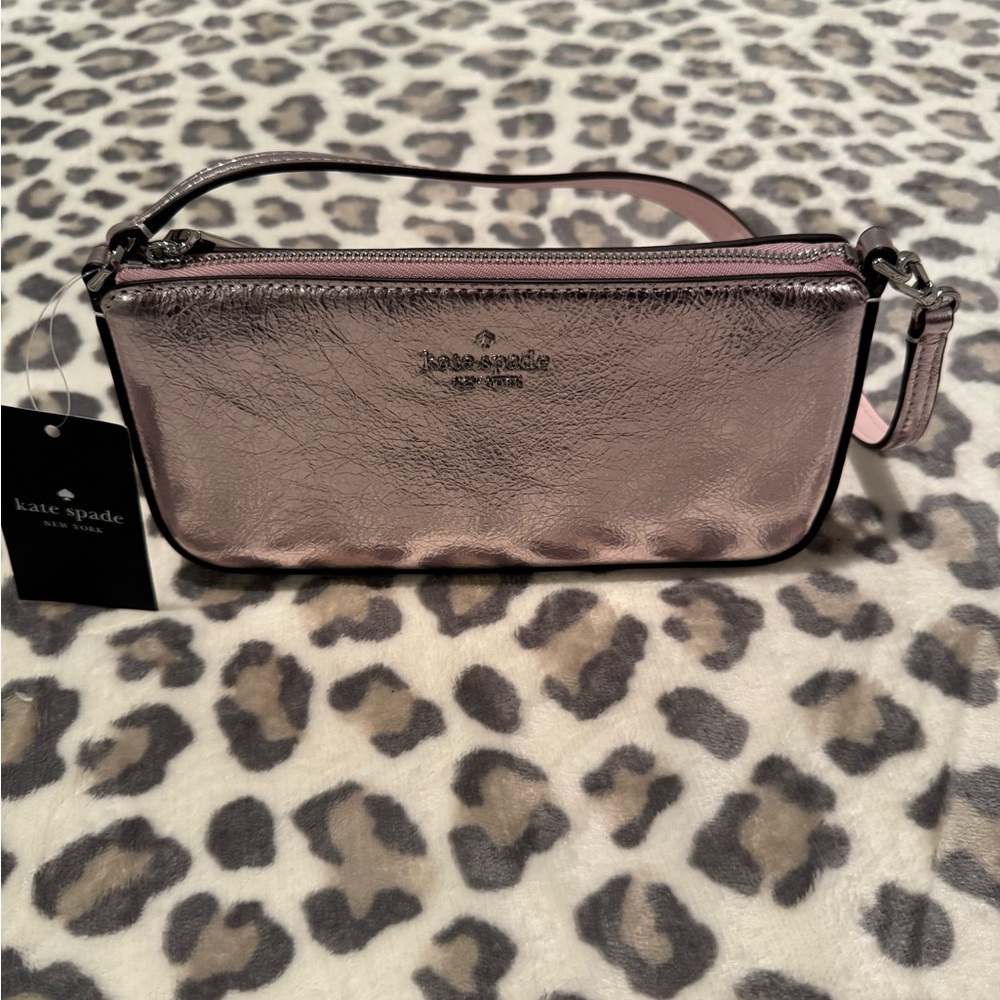 Kate Spade Metallic Blush Pink Wristlet Clutch